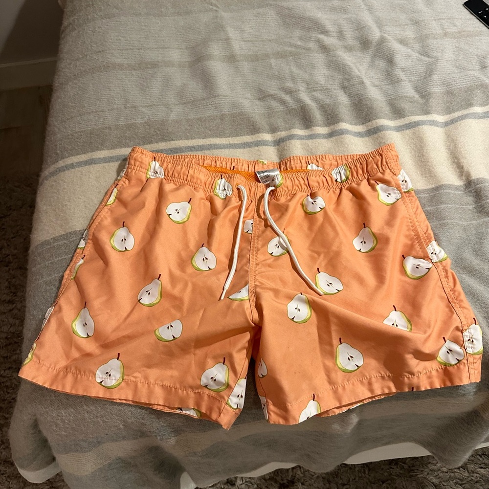H&M Orange Swim Trunks with Pear Print